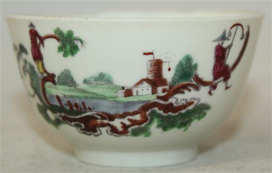 An early Worcester Les Garcon Chinois tea bowl and saucer, c.1760, saucer 11.9cm